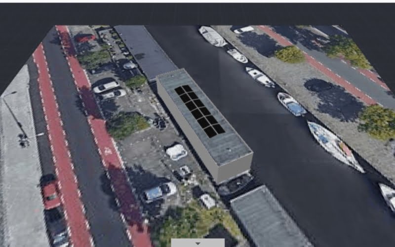 woonboot met een platdak installatie in den haag